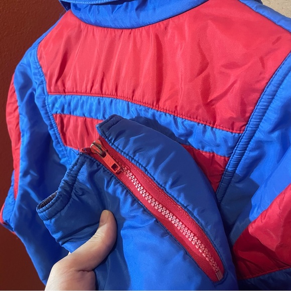 Vintage Liberty Bell Boy’s Blue Nylon Full Zip Retro Colorblock Ski Jacket - Picture 5 of 6